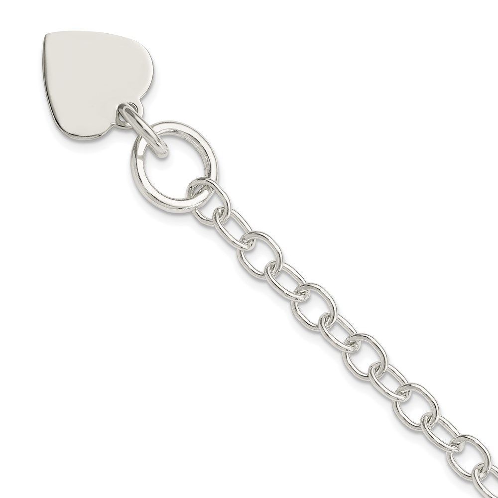 Sterling Silver Polished Engraveable Heart Charm Bracelet_voghion.com
