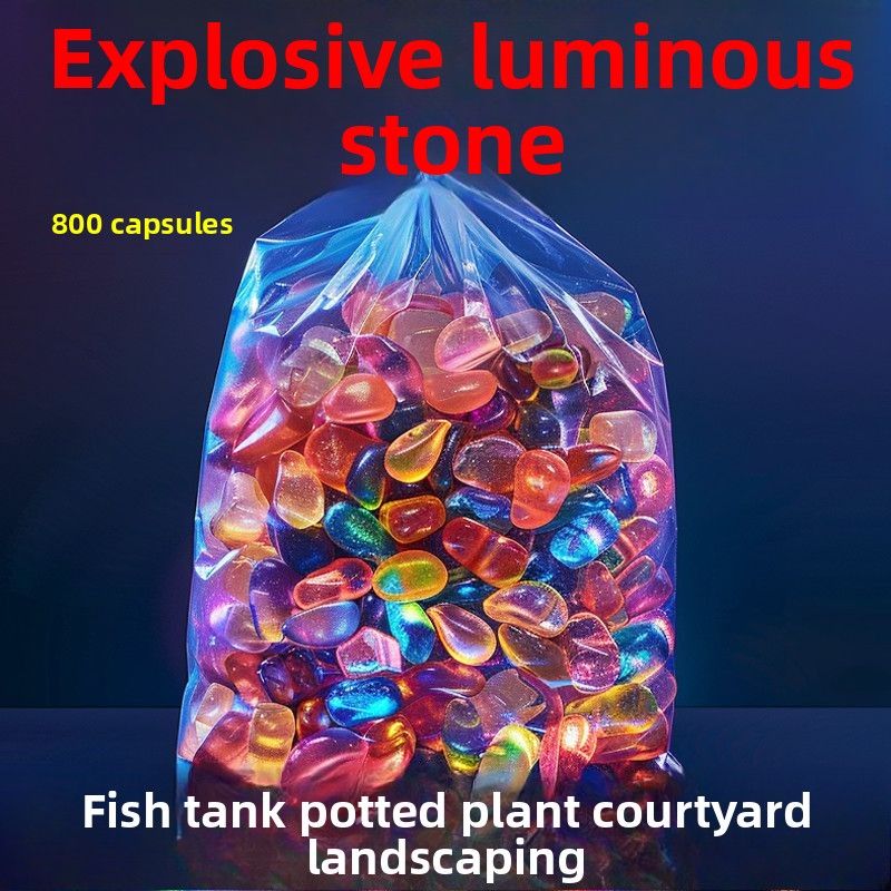 Leuchtende Regen Blume Stein Tragbare Fisch Tank Grün Matte Licht Wirkung Bunte Garten Landschaft_voghion.com