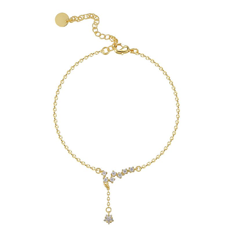 Sommerliches Fußkettchen im Nischendesign für Damen, Fußschmuck im schlichten Stil mit goldenem, mikroeingelegtem Zirkonia im Big Dipper-Stil_voghion.com