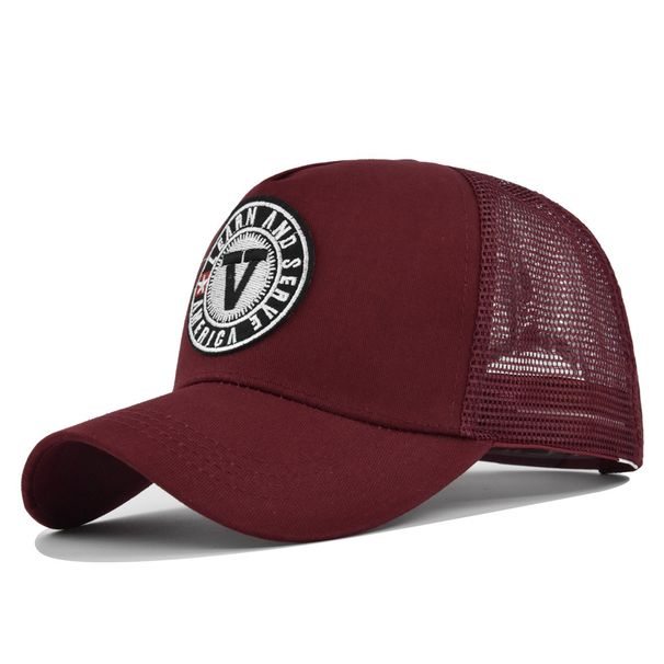 Unisex-Baseballkappe mit V-Buchstabenstickerei, Entenmütze, Netzmütze, personalisierte Stickerei, gebogene Visiermütze_voghion.com