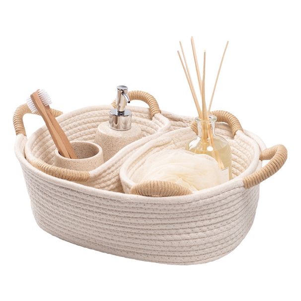 Grande cesto portaoggetti in corda di cotone intrecciata, cesto portaoggetti per coperte, cesto portaoggetti per giocattoli per cameretta, cesto portaoggetti per coperte da soggiorno, cesto portabiancheria per bambini_voghion.com