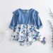 Mother & Kids Fashion parent-child outfit ruffled long-sleeved mother and daughter series dress autumn new flower print patchwork skirt_voghion.com