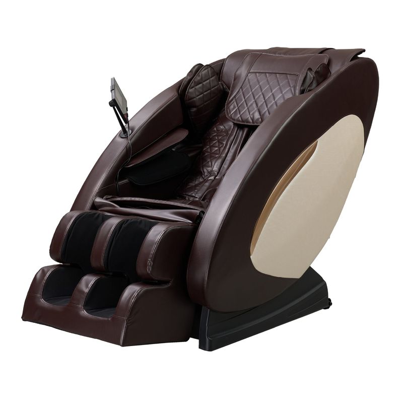 Massage Chairs Full Body Massage Recliner With Foot Roller,Airbag Massage SL Track, Zero Gravity, Bluetooth Speaker Brown_voghion.com