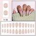 Short Almond Shape Nail Stickers - Skin Tone Star Design Press On Nails - Reusable Fake Nails For Women - Natural & Stylish False Nails_voghion.com