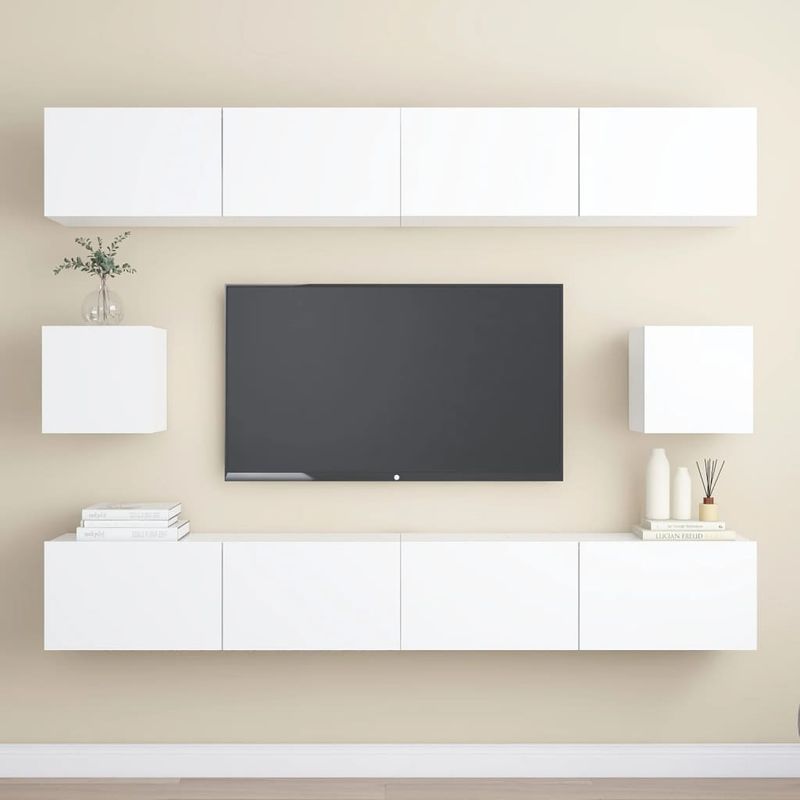 6-tlg. TV-Schrank-Set Weiß Holzwerkstoff_voghion.com