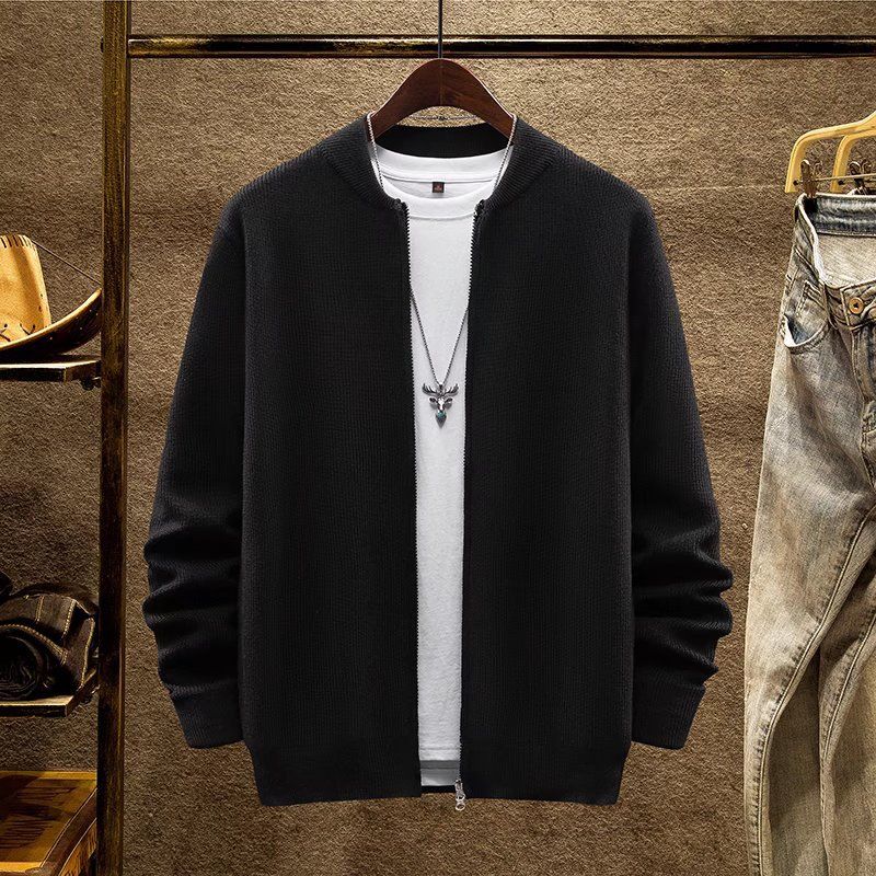 Men's Clothing Double zipper design cardigan sweater men's autumn and winter new fashion trend loose versatile casual sweater_voghion.com