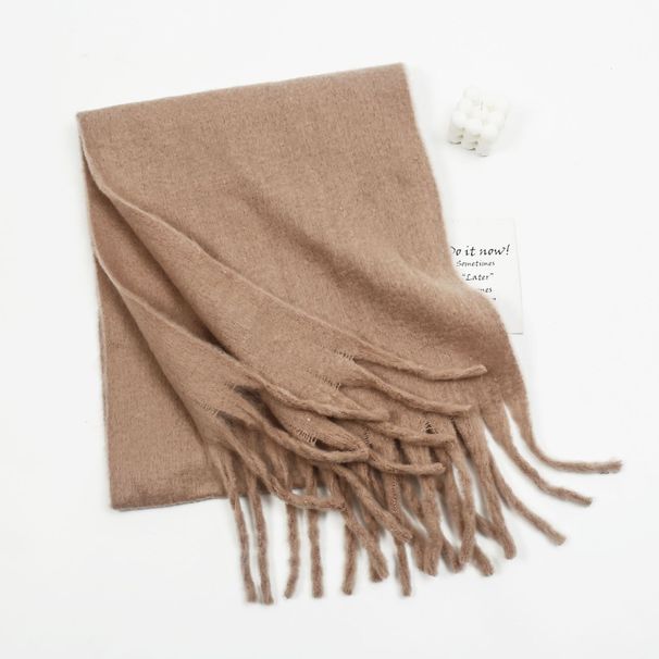 Écharpe en mohair unie, populaire et polyvalente, pour femme, idéale pour l'hiver. Épaisse, simple et chaude. Vente en gros._voghion.com