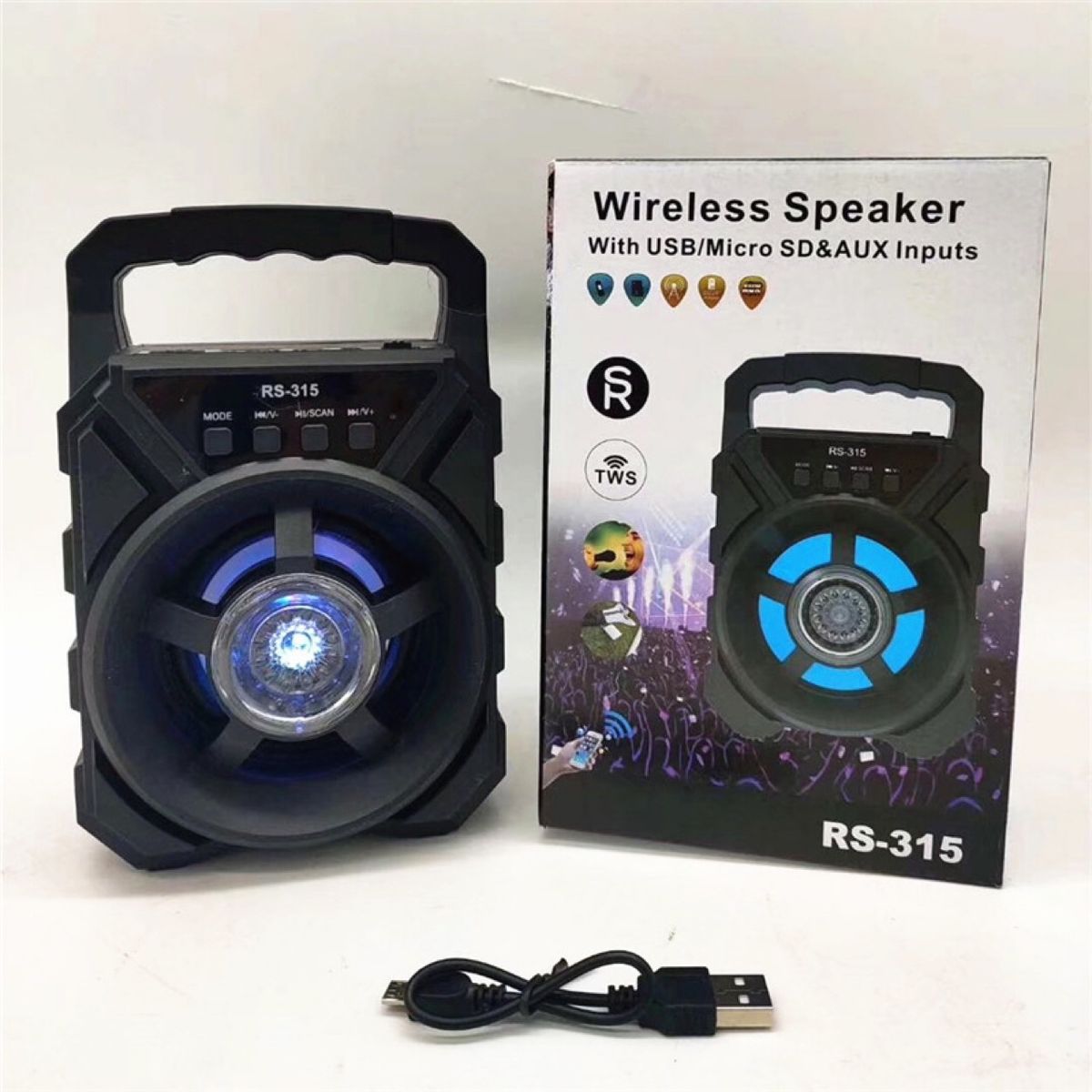 RS-315 Flashing Light Wireless Mini Card Slot Subwoofer Foreign Order 3inch Plastic Bluetooth Speaker_voghion.com