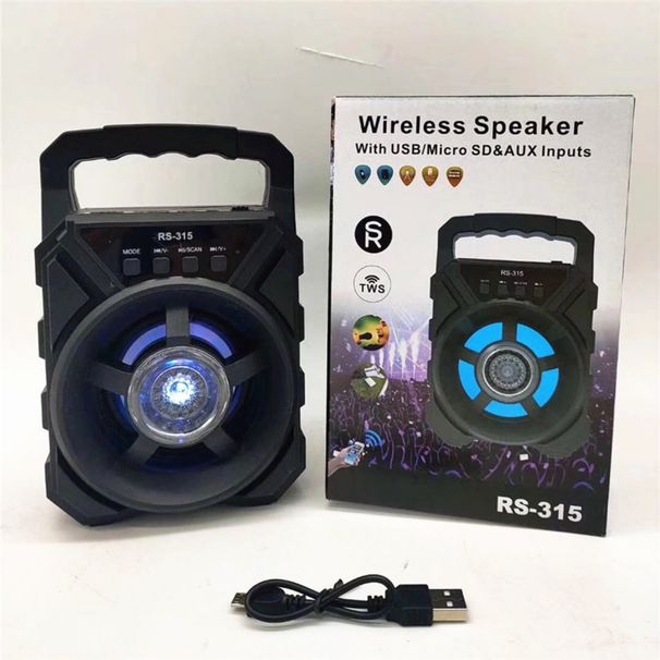RS-315 Flashing Light Wireless Mini Card Slot Subwoofer Foreign Order 3inch Plastic Bluetooth Speaker_voghion.com