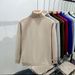 Herrkläder Höst- och vintertröja med turtleneck Lös varm tröja Tjockbottnad tröja_voghion.com