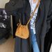 Beibei Shangpin 2023 new niche design leather velvet drawstring bucket single shoulder diagonal cross small women's bag_voghion.com