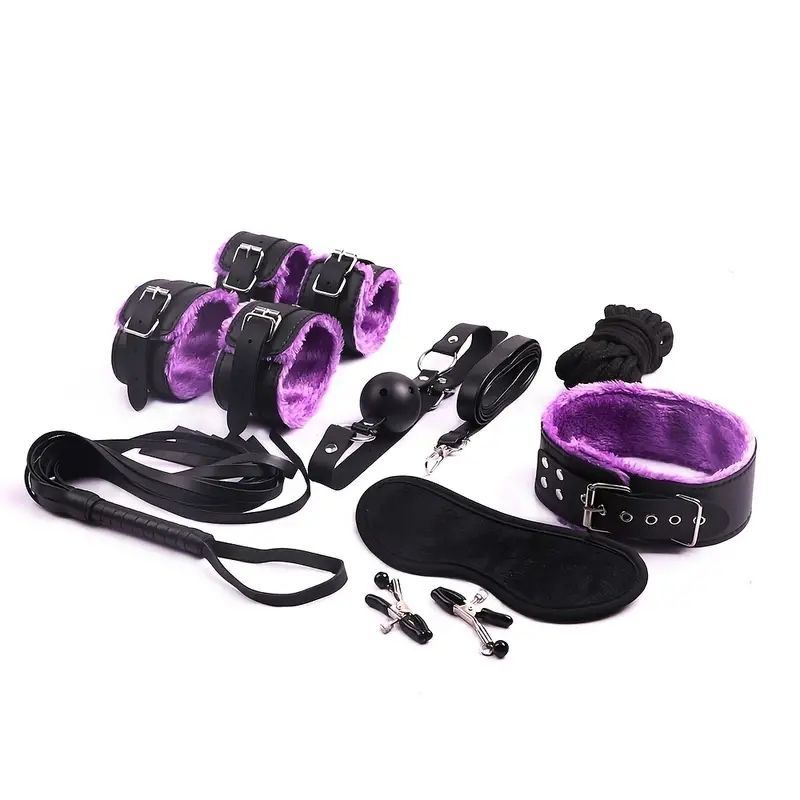 BDSM Bondage Set, Erotic Bed Games, Adults Handcuffs, Nipple Clamps, Whip Spanking Anal Plug Vibrator SM Kit, Sex Toys For Couples_voghion.com