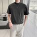 Men's Clothing Summer Ice Silk Short Sleeved Men's Half High Collar Solid Color Versatile Bottoming Shirt Business Slim_voghion.com