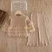 Set aus Strickpullover und Schlaghose für Mädchen – 80 % Polyester, 3–8 Jahre (100–140 cm), Winter-/Frühlings-/Herbst-Outfit (Beige/Rot/Pink/Khaki)_voghion.com