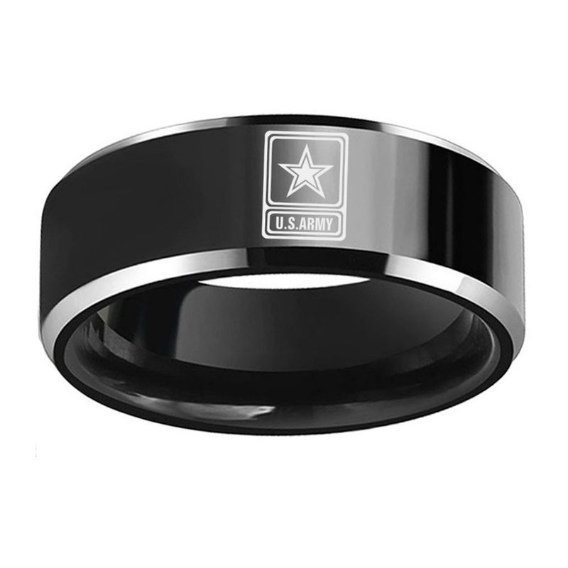 U.S. Military Logo Stainless Tail Men's ARMV Team Titanium Steel Ring_voghion.com