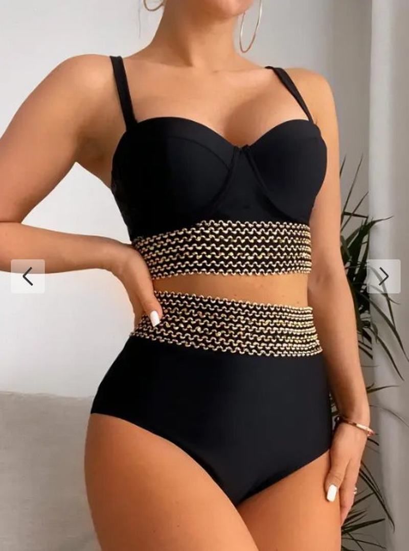 Women's Clothing Split Sexy Swimsuit High Waist Black_voghion.com