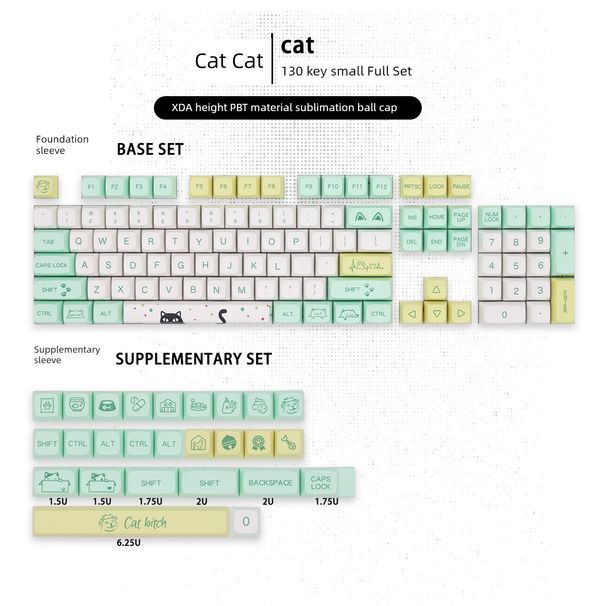 Chiave PBT Sublimazione XDA Altezza della sfera Piccola Set completo Tastiera Tappo Magic Cat Vendita Q Carino_voghion.com