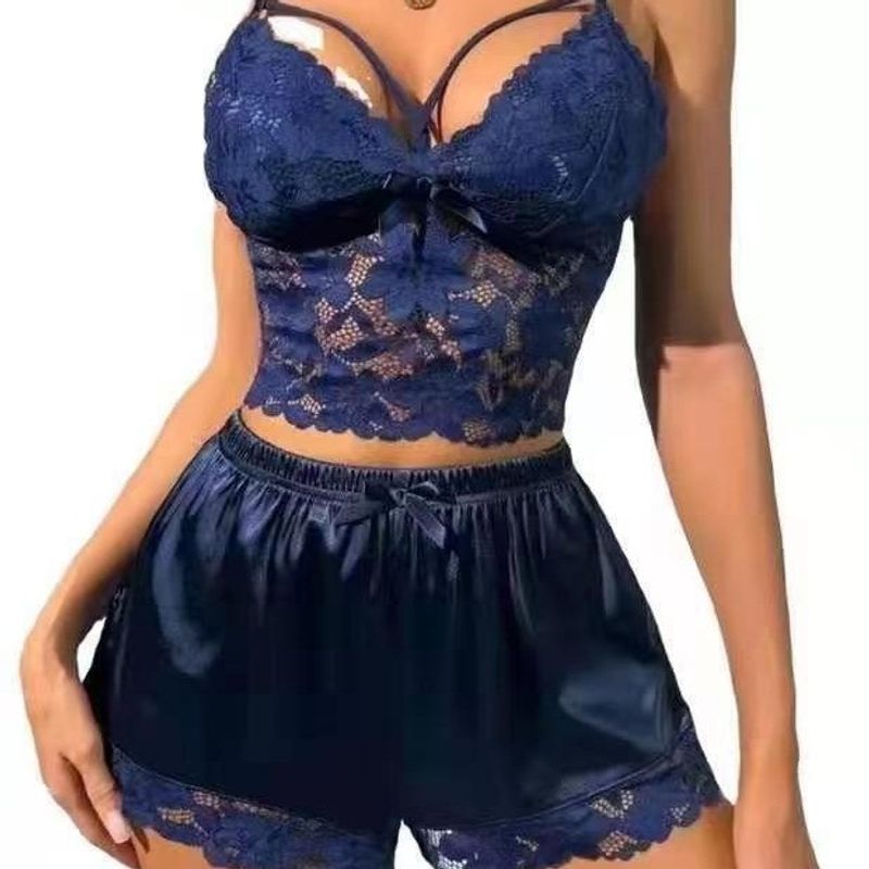 Underwear New Suspender Lace Vest Top With Exposed Chest Lace Shorts Pajamas Sexy Lingerie Pure Desire Style Sexy Women_voghion.com