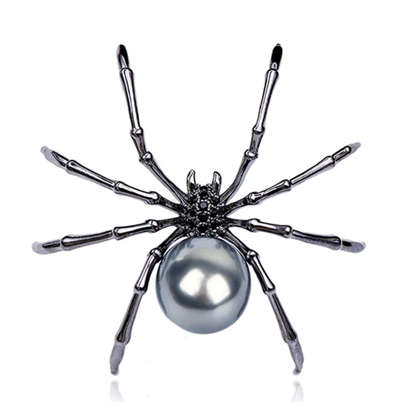 High-grade Black Spider Rhinestone Pearl Insect Brooch Female Corsage Gifts Men Accessories Korean Fashion Personality Jewelry_voghion.com