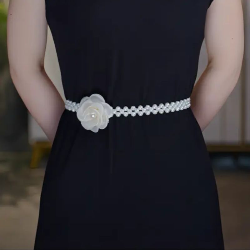 Nuova cintura con perline a forma di fiore da donna, versatile, sottile, collana, catena per la vita_voghion.com