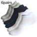 6Pairs Women Men Couple Student Cotton New Plus Size Sports Ear Mesh Spot Running Solid Color Boat Ankle Socks_voghion.com