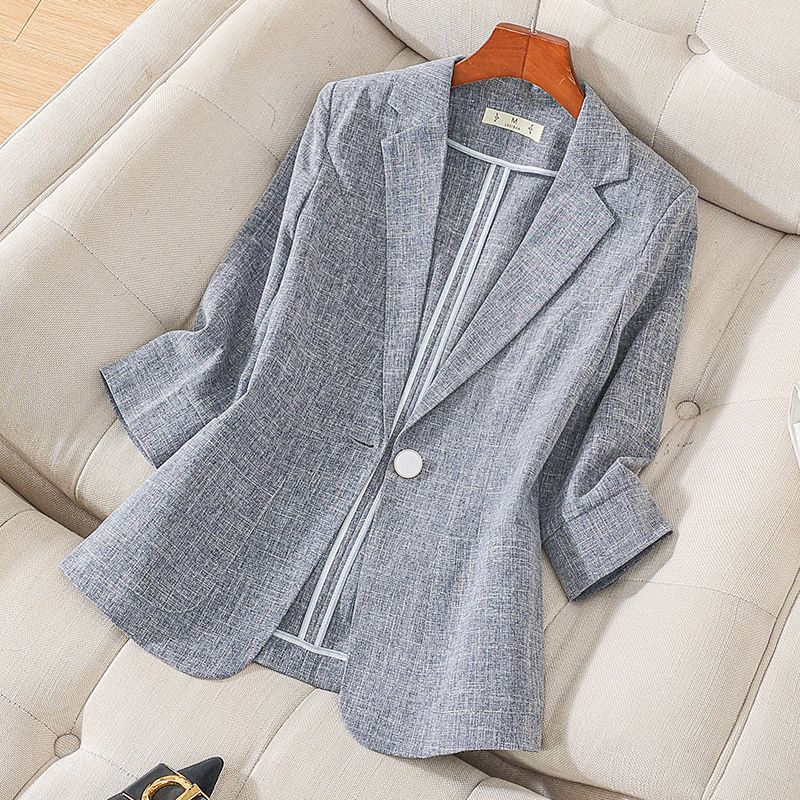 Damenbekleidung Kurze Anzugjacke für Damen im Sommer dünn neu Frühling und Herbst klein lässig Dreiviertelärmel kleiner Anzug Sommer_voghion.com