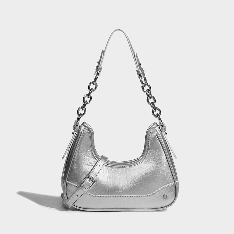 French Niche Underarm Spring Summer Handheld Baguette 2023 New Chain Shoulder Crossbody Crescent Moon Women's Bag_voghion.com