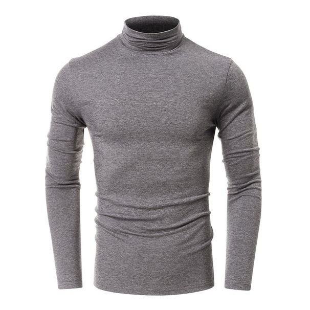 Maglietta a collo alto di qualità imbattibile per autunno e inverno, t-shirt a maniche lunghe taglie forti, top da uomo_voghion.com