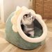 Semi-Enclosed Winter Cat Dog Bed Removable Washable Pet House Warm Nest Mat_voghion.com
