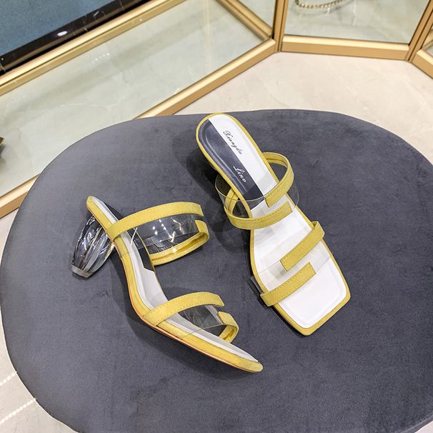 2026 Neue transparente Sandalen mit mittlerem Absatz und klobigem Absatz für Damen im französischen Stil mit Farbblock und einem Riemen_voghion.com