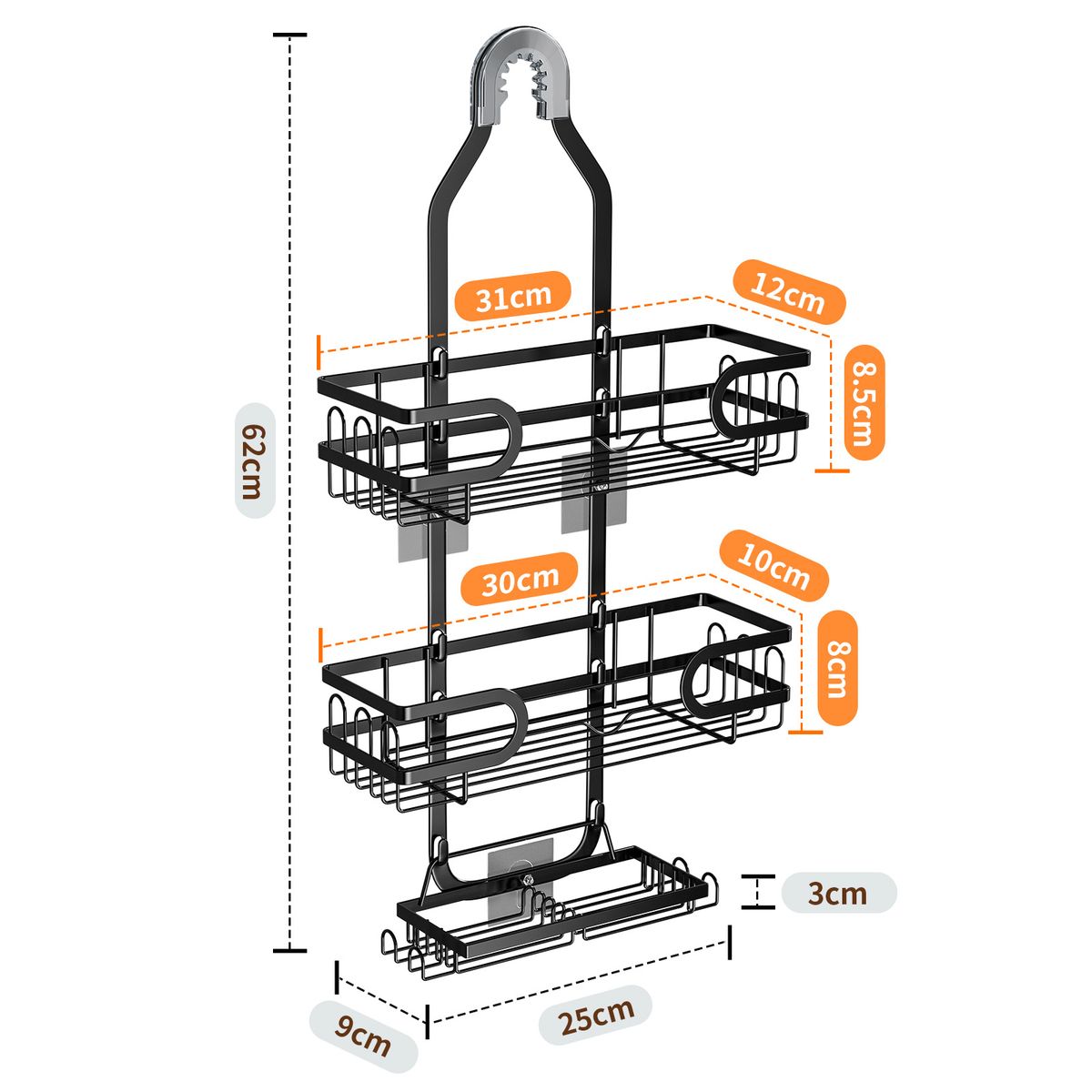 Duschstativ Badrum Duschgel Förvaringsställ Väggmonterad toalettartiklar Förvaringsställ för badrum_voghion.com