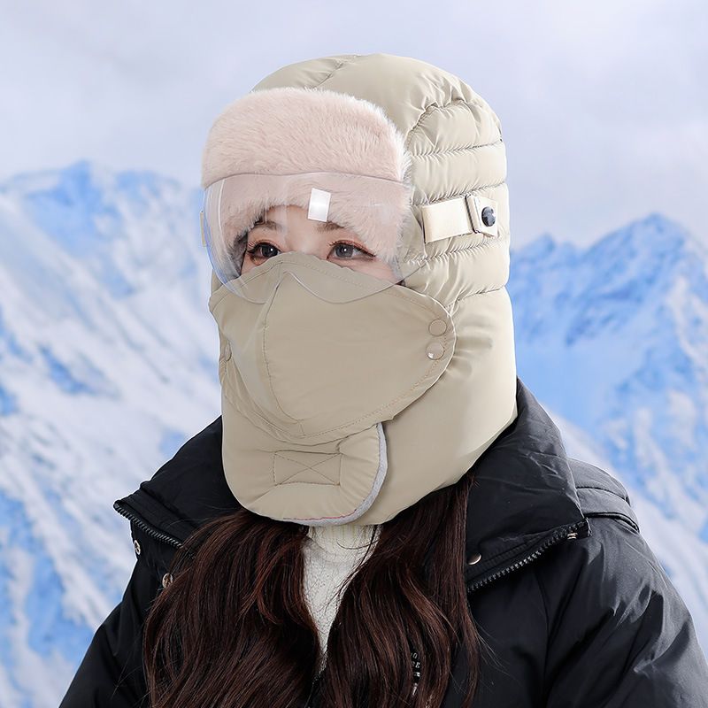 Trapper Hats Winter plus velvet thick Lei Feng hat women's warm artifact riding electric car windproof winter cotton hat men_voghion.com
