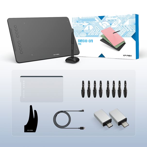 XP Pen Deco 01 V3 Graphics Tablet 10*6 Inch For Web Conferencing Broadcasting Distance Learning Education Online Meeting_voghion.com