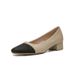 Sheepskin Color Block Two Height Chunky Single Spring Autumn 2025 Elegant Mid Heel Shoes Frch Style High Heels For_voghion.com