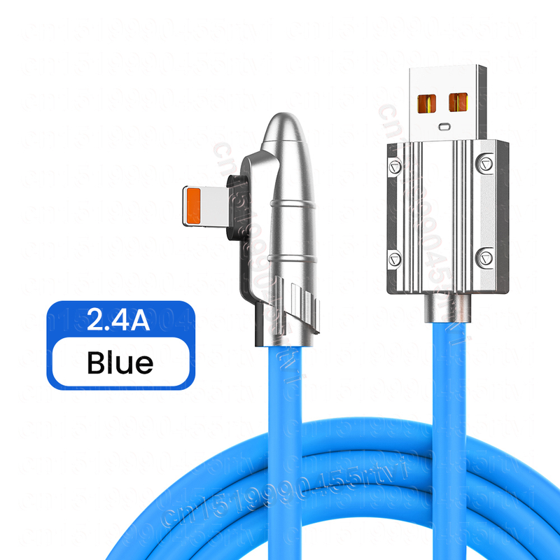 Καλώδιο USB βαθμού 90 για iPhone 14 13 12 11 Pro Max XR XS 8 7 6s 5s 2.4A Φορτιστής Γρήγορης Φόρτισης Υγρή Σιλικόνη_voghion.com