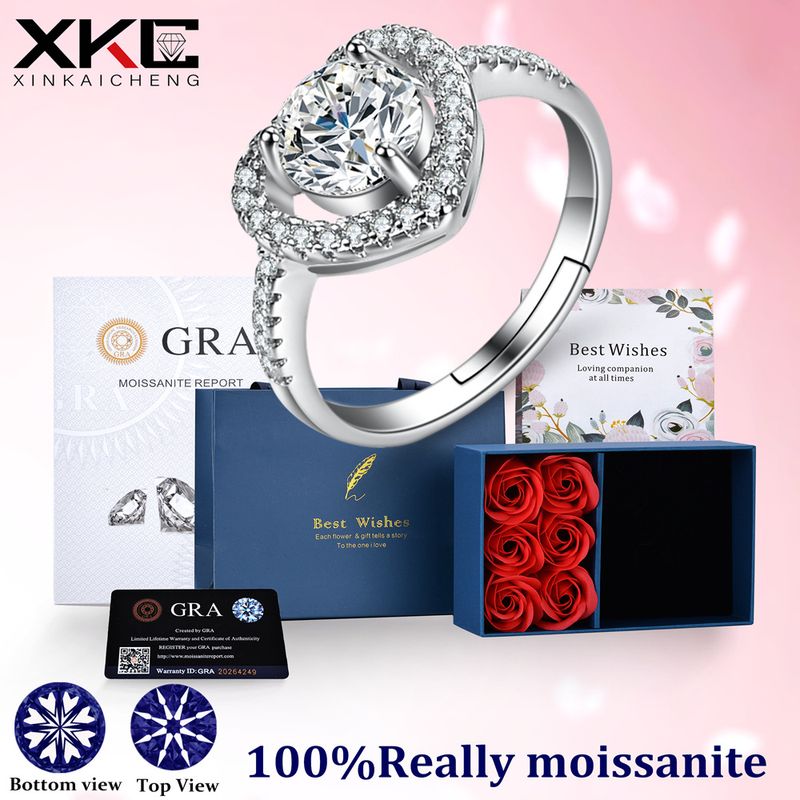 S Pure Silver Moissanie Hear-Shaped Package For Women Live Sreaming Ligh Luxury Proposal Engagemen Ring Gif Box_voghion.com