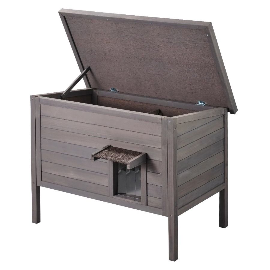Con tetto in PVC e porta per gatti, rifugio in legno per gatti, con alette per gatti._voghion.com