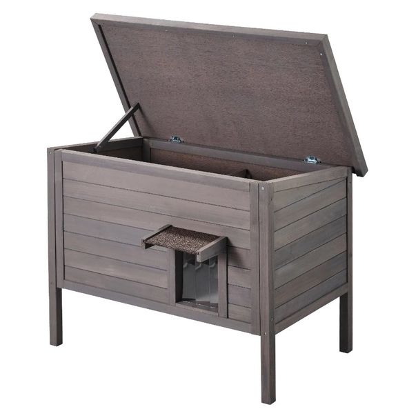 Con tetto in PVC e porta per gatti, rifugio in legno per gatti, con alette per gatti._voghion.com