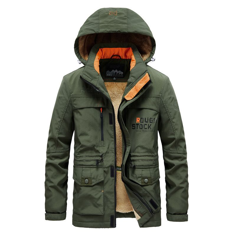 Fornitura diretta in fabbrica cappotto imbottito in cotone da uomo di media lunghezza giacca invernale imbottita in cotone allentata con cappuccio ispessito in velluto giacca casual per uomo_voghion.com