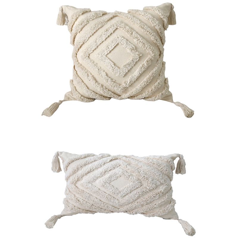 Capa de almofada tufada boêmia com design marroquino - Capa de almofada decorativa para sofá, cama, assento de carro - Padrões geométricos_voghion.com