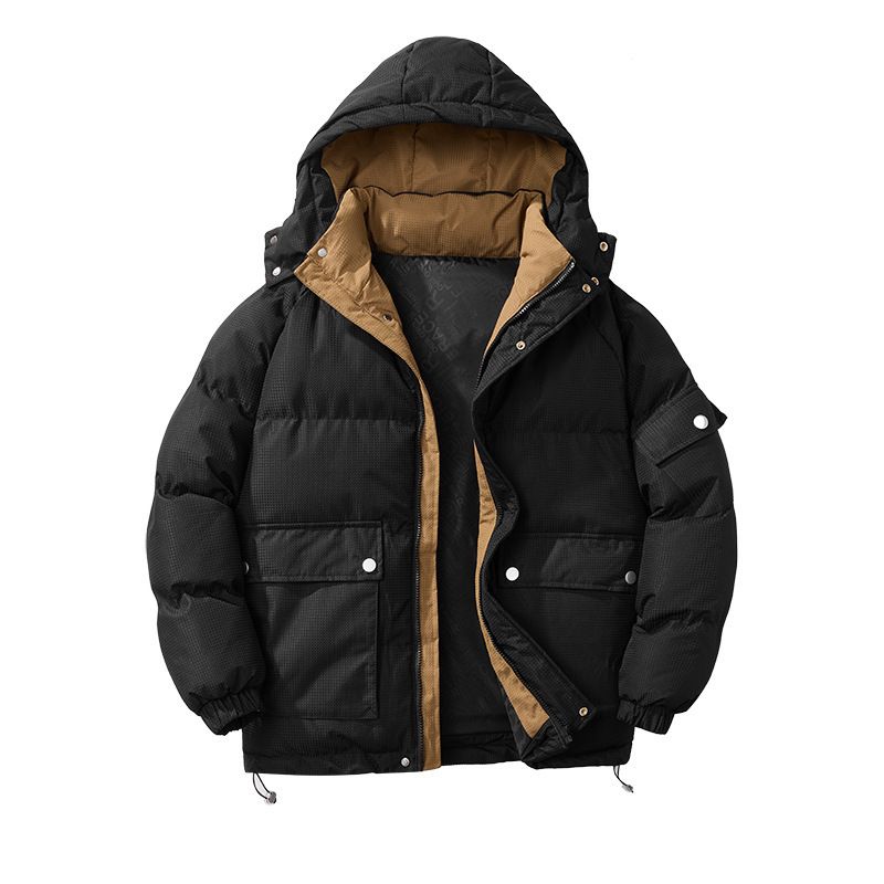 Winter-Pufferjacke mit Kapuze für Herren – leichter, warmer Mantel mit Reißverschluss, schmale Passform, Polyesterfüllung, erhältlich in Weiß/Schwarz/Grün_voghion.com