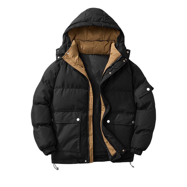 Winter-Pufferjacke mit Kapuze für Herren – leichter, warmer Mantel mit Reißverschluss, schmale Passform, Polyesterfüllung, erhältlich in Weiß/Schwarz/Grün_voghion.com