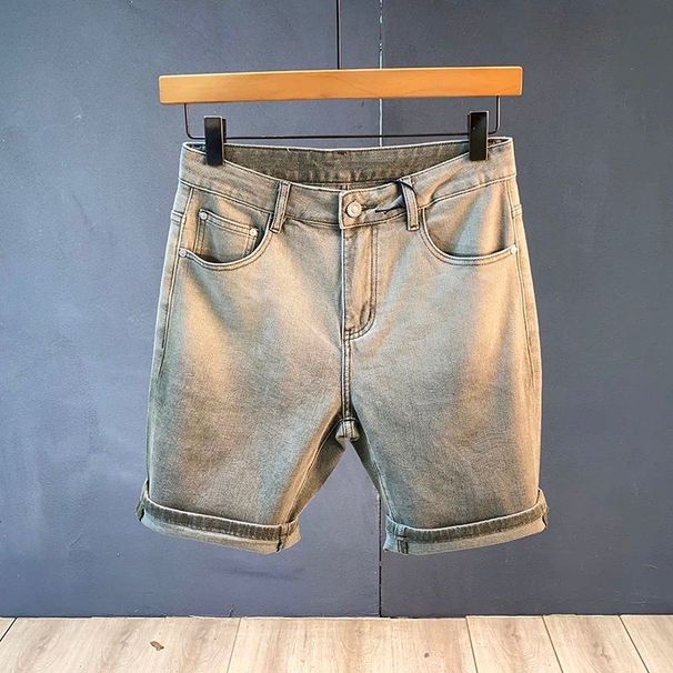 Herrenbekleidung High-End-Sommer Neue Retro-Distressed-Jeansshorts Herren Slim Fit Trendy Casual Mittellange Hose Stretch Five Point Pants Trendy_voghion.com