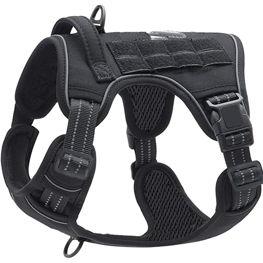 Outdoor Pet Tactical Harness Safety Reflective Dog Vest Adjustable Mesh With Handle Leash_voghion.com