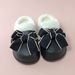 Women's Cotton Cute Bowknot Home Indoor Non-Slip Black Warm Slippers Autumn Winter_voghion.com