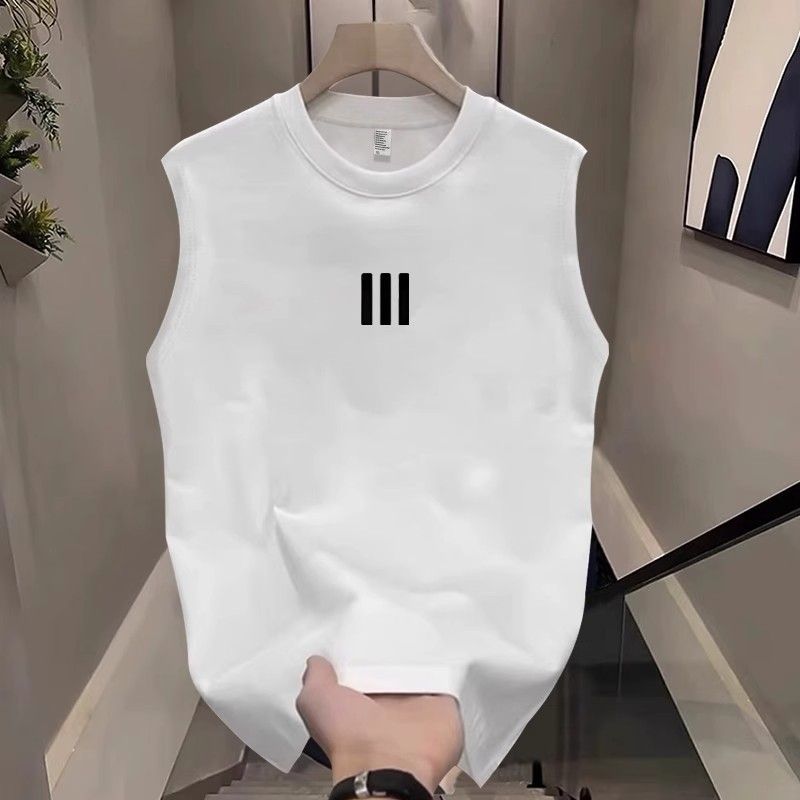 Vīriešu apģērbs Vasaras brīvs ārējais apģērbs bez piedurknēm T krekls zēniem ikdienas platiem pleciem vestes augšdaļa_voghion.com