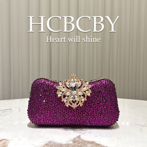 Lila Luxus Strass Abendtasche, Elegante Strass Schnalle Clutch, Stilvolle Abendtasche für Damen_voghion.com