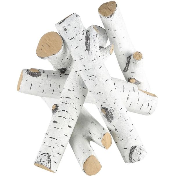 Posto impilabile 6 tronchi di legno tronchi di legno realistico grande camino in ceramica woo gas pezzi bianco resistente al calore per tronchi di betulla fuoco a gas_voghion.com