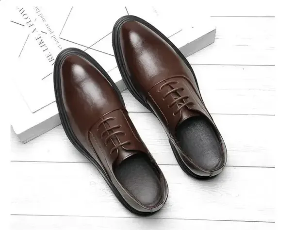 Dress Oxford Business Office Pointed Black Brown Lace Mens Formal Wedding Shoes 569240911_voghion.com