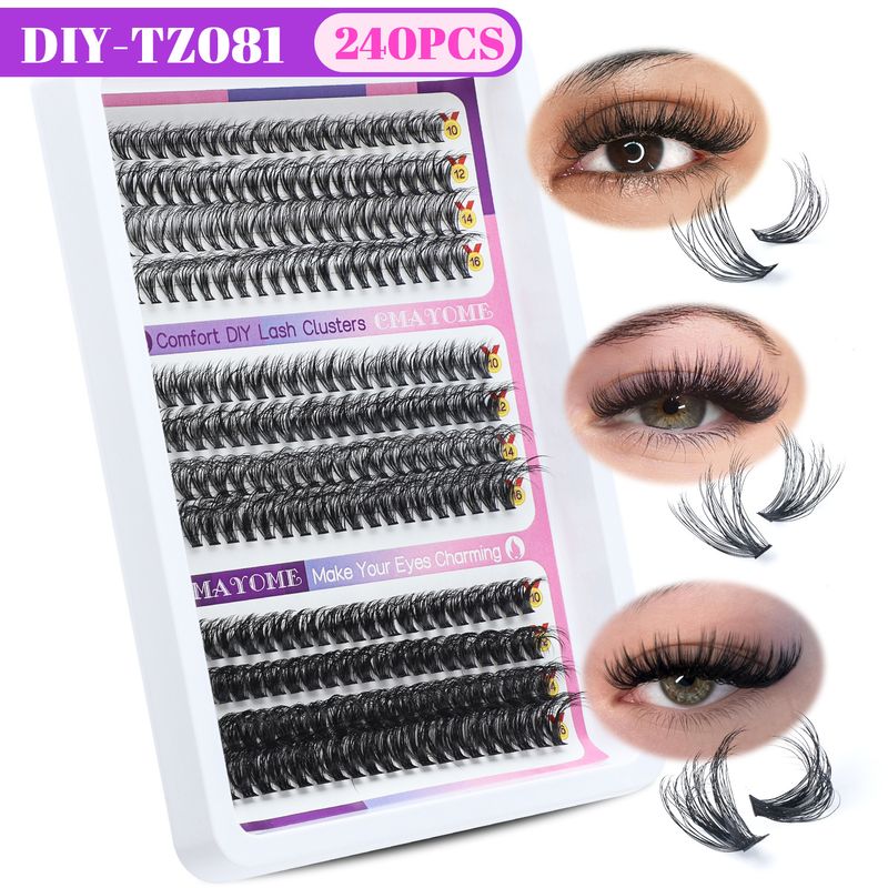 Cluster Thick False Eyelashes, Single - Cluster Natural D - Curl Hot Melt Stem, Fluffy DIY Segmented Mixed Lashes_voghion.com